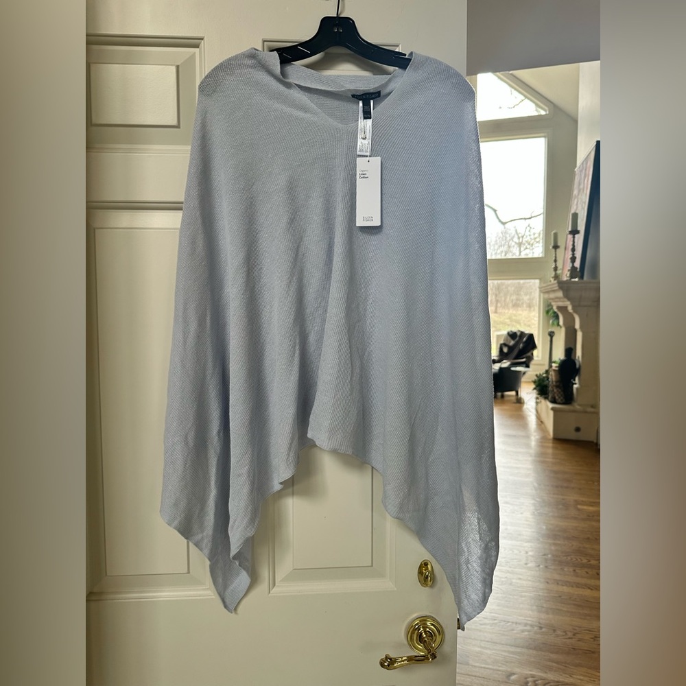 NWT Eileen Fisher Baby Blue Knit Poncho